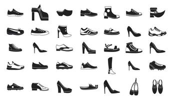 schoenen pictogrammenset, eenvoudige stijl vector