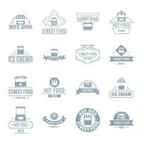 straatvoedsel logo iconen set, eenvoudige stijl vector