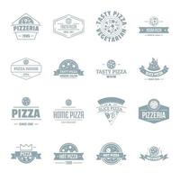 pizzeria logo iconen set, eenvoudige stijl vector