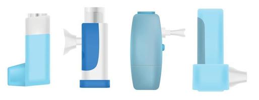 inhalator iconen set, realistische stijl vector