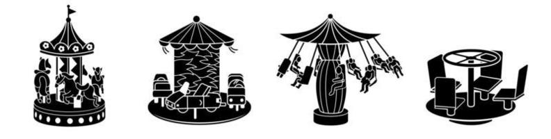 carrousel iconen set, eenvoudige stijl vector