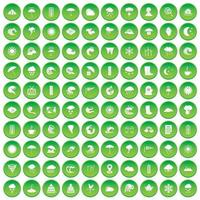 100 wapens pictogrammen instellen groene cirkel vector