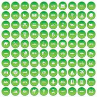 100 transportpictogrammen instellen groene cirkel vector