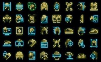 palm scannen pictogrammen instellen vector neon