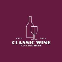 wijnfles en wijnglas logo vector