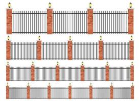 realistische bakstenen en stalen hekset vector