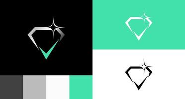 glanzende diamant verifiëren logo ontwerpconcept vector