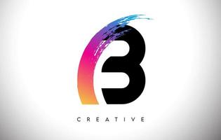 b penseelstreek artistiek letter logo-ontwerp met creatieve, moderne look vector en levendige kleuren