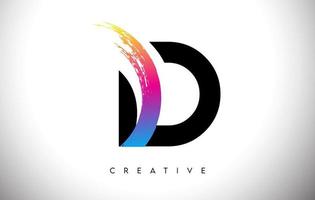 d penseelstreek artistiek letter logo-ontwerp met creatieve, moderne look vector en levendige kleuren