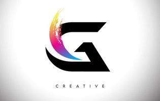 g penseelstreek artistiek letter logo-ontwerp met creatieve, moderne look vector en levendige kleuren