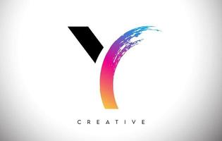 y penseelstreek artistiek letter logo-ontwerp met creatieve, moderne look vector en levendige kleuren