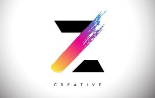 z penseelstreek artistiek letter logo-ontwerp met creatieve, moderne look vector en levendige kleuren