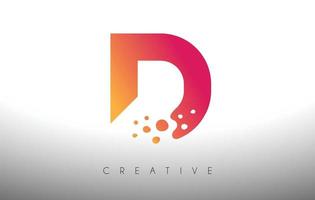 d-dots letter logo-ontwerp met creatieve artistieke zeepbel gesneden in paarse kleuren vector