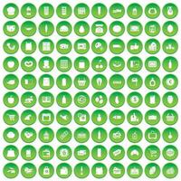 100 supermarktpictogrammen instellen groene cirkel vector