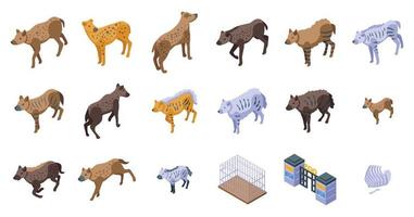 hyena pictogrammen instellen isometrische vector. dieren in het wild vector