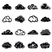 wolk iconen set, eenvoudige stijl vector