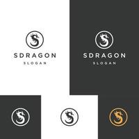 letter s draak logo pictogram plat ontwerpsjabloon vector