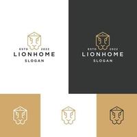 leeuw huis logo pictogram ontwerpsjabloon vector