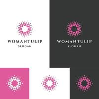 vrouw tulp logo pictogram ontwerpsjabloon vector