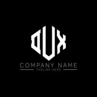 dux letter logo-ontwerp met veelhoekvorm. dux veelhoek en kubusvorm logo-ontwerp. dux zeshoek vector logo sjabloon witte en zwarte kleuren. dux monogram, bedrijfs- en onroerend goed logo.