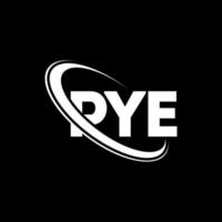 pye-logo. pie brief. pye brief logo ontwerp. initialen pye-logo gekoppeld aan cirkel en monogram-logo in hoofdletters. pye typografie voor technologie, zaken en onroerend goed merk. vector