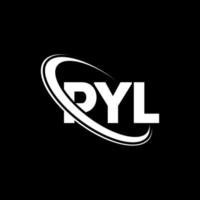 pyl-logo. pyl brief. pyl brief logo ontwerp. initialen pyl logo gekoppeld aan cirkel en hoofdletter monogram logo. pyl typografie voor technologie, zaken en onroerend goed merk. vector
