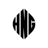 hng cirkel letter logo ontwerp met cirkel en ellipsvorm. hng ellipsletters met typografische stijl. de drie initialen vormen een cirkellogo. hng cirkel embleem abstracte monogram brief mark vector. vector