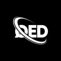 qed-logo. qed brief. qed brief logo ontwerp. initialen qed-logo gekoppeld aan cirkel en monogram-logo in hoofdletters. qed typografie voor technologie, zaken en onroerend goed merk. vector