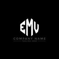 emv letter logo-ontwerp met veelhoekvorm. emv veelhoek en kubusvorm logo-ontwerp. emv zeshoek vector logo sjabloon witte en zwarte kleuren. emv-monogram, bedrijfs- en onroerendgoedlogo.