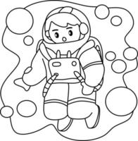 kleurplaat voor kinderen beroep cartoon astronaut vector