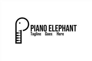 vector logo-element met piano en olifant muziekinstrument illustratie met initialen p. bruikbaar voor muziekstudio en concertlogo