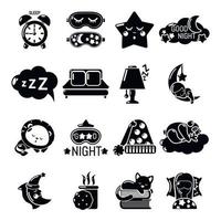 slapen iconen set, eenvoudige stijl vector