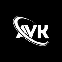 avk-logo. vk brief. avk brief logo ontwerp. initialen avk logo gekoppeld aan cirkel en hoofdletter monogram logo. avk typografie voor technologie, zaken en onroerend goed merk. vector