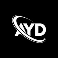 ayd-logo. ayd brief. ayd brief logo ontwerp. initialen ayd logo gekoppeld aan cirkel en hoofdletter monogram logo. ayd typografie voor technologie, zaken en onroerend goed merk. vector