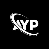 ayp-logo. ajp brief. ayp brief logo ontwerp. initialen ayp-logo gekoppeld aan cirkel en monogram-logo in hoofdletters. ayp typografie voor technologie, zaken en onroerend goed merk. vector