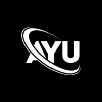 ayu-logo. ay brief. ayu brief logo ontwerp. initialen ayu logo gekoppeld aan cirkel en hoofdletter monogram logo. ayu typografie voor technologie, zaken en onroerend goed merk. vector
