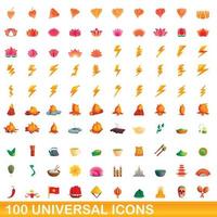 100 universele iconen set, cartoon stijl vector