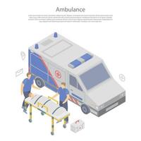 ambulance auto concept banner, isometrische stijl vector