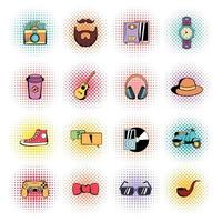 hipster stijl strips iconen set vector