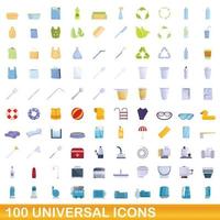 100 universele iconen set, cartoon stijl vector