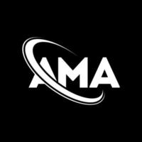 ama-logo. een brief. ama brief logo ontwerp. initialen ama logo gekoppeld aan cirkel en hoofdletter monogram logo. ama typografie voor technologie, zaken en onroerend goed merk. vector