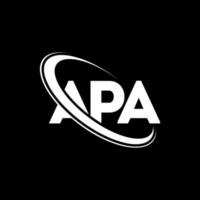 apa-logo. apa brief. apa brief logo ontwerp. initialen apa-logo gekoppeld aan cirkel en monogram-logo in hoofdletters. apa typografie voor technologie, zaken en onroerend goed merk. vector