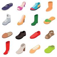 schoenen iconen set, isometrische 3D-stijl vector