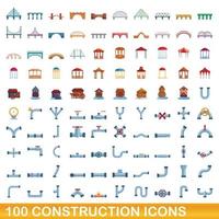 100 bouw iconen set, cartoon stijl vector