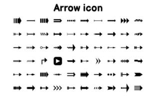 set van effen zwarte pijlpictogrammen die naar rechts wijzen, geïsoleerd op een witte achtergrond, symbool vectorillustratie vector