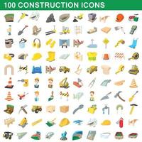 100 bouw iconen set, cartoon stijl vector