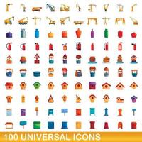 100 universele iconen set, cartoon stijl vector