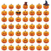 pompoen halloween iconen set, cartoon stijl vector