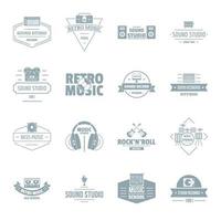 muziekstudio logo iconen set, eenvoudige stijl vector