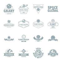 ruimte planeet logo iconen set, eenvoudige stijl vector